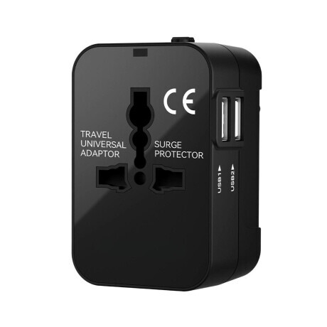 MG Travel Adapter cestovná nabíjačka EU / US / AUS / UK 2x USB 24W, čierna