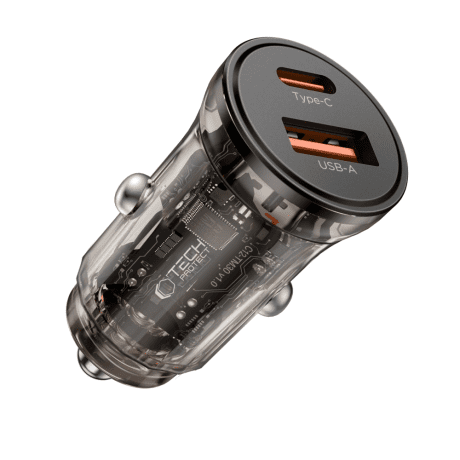 Tech-Protect CC01 autonabíjačka USB / USB-C 30W PD QC, čierna