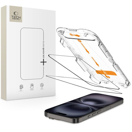 Tech-Protect Quick Set 2x ochranné sklo na iPhone 15 / 16, čierne