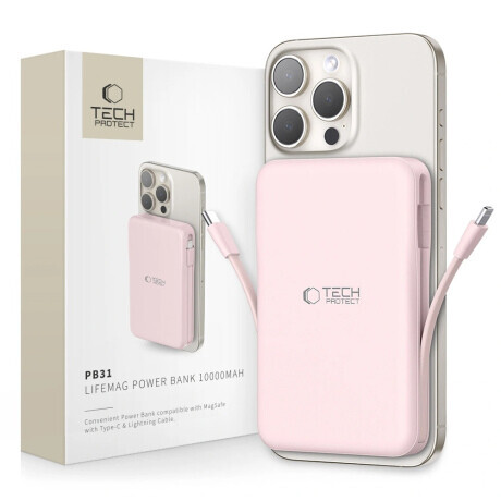 Tech-Protect PB31 LifeMag MagSafe Power Bank 10000mAh, ružový