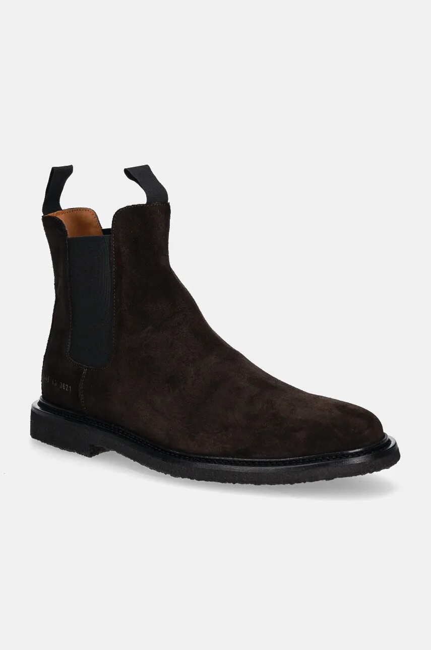 Semišové topánky chelsea Common Projects Chelsea in Waxed Suede pánske, hnedá farba, 2446