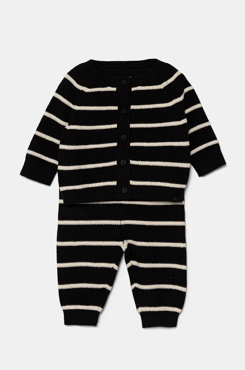 Detská bavlnená súprava Calvin Klein Jeans čierna farba, IN0IN00225