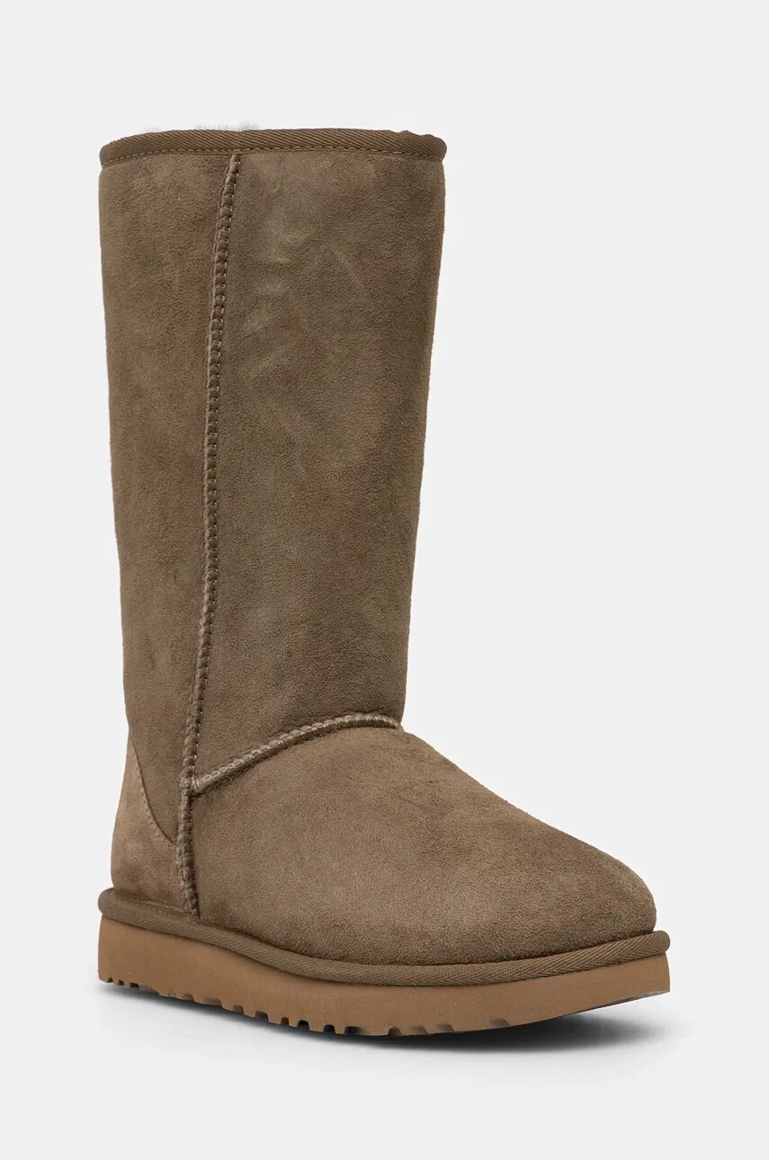 Semišové snehule UGG Classic Tall II zelená farba, 1016224-ALP