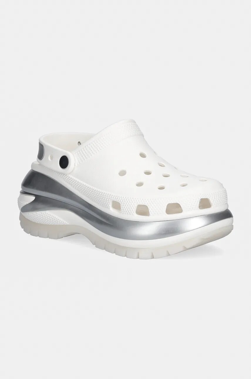 Šľapky Crocs Mega Crush Metallic Clog dámske, biela farba, na platforme, 210368
