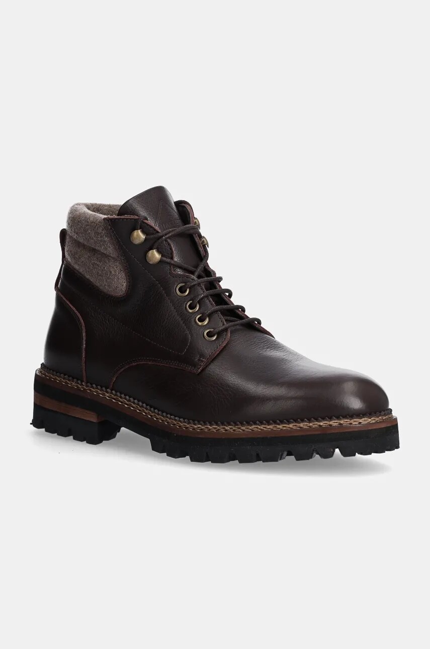 Členkové topánky Hackett London RANGE STONE pánske, hnedá farba, HMS21423