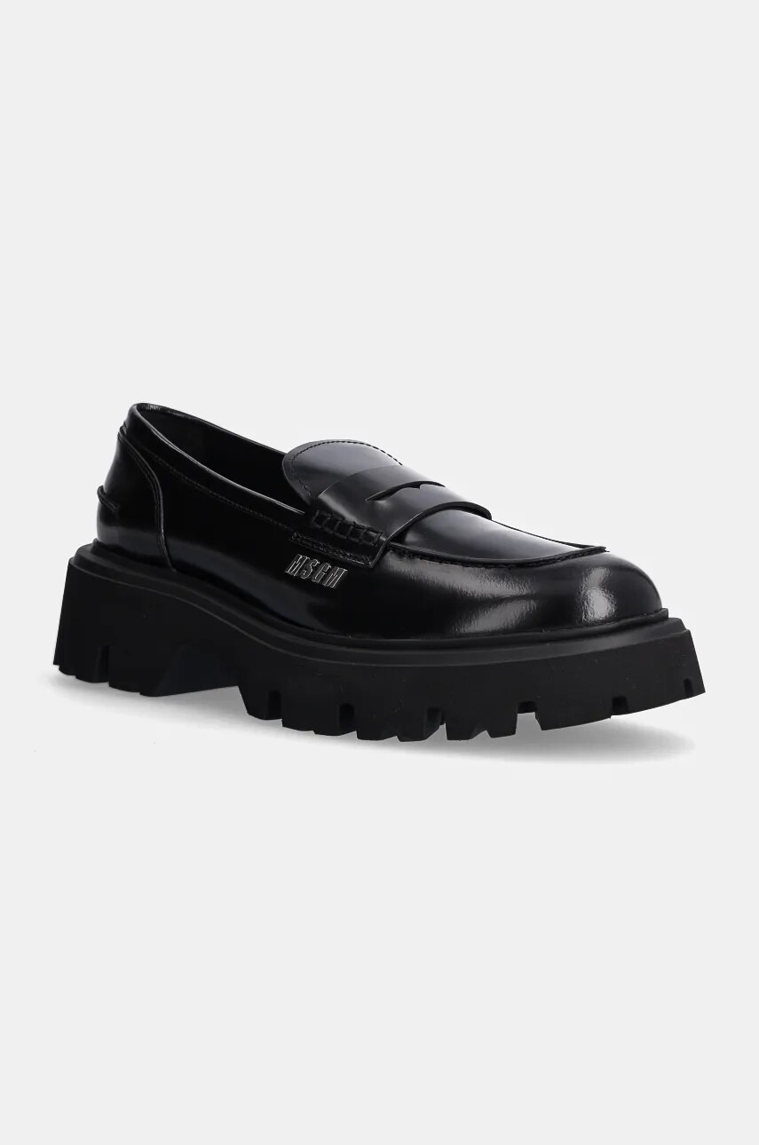 Kožené mokasíny MSGM pánske, čierna farba, 3740MS153 513