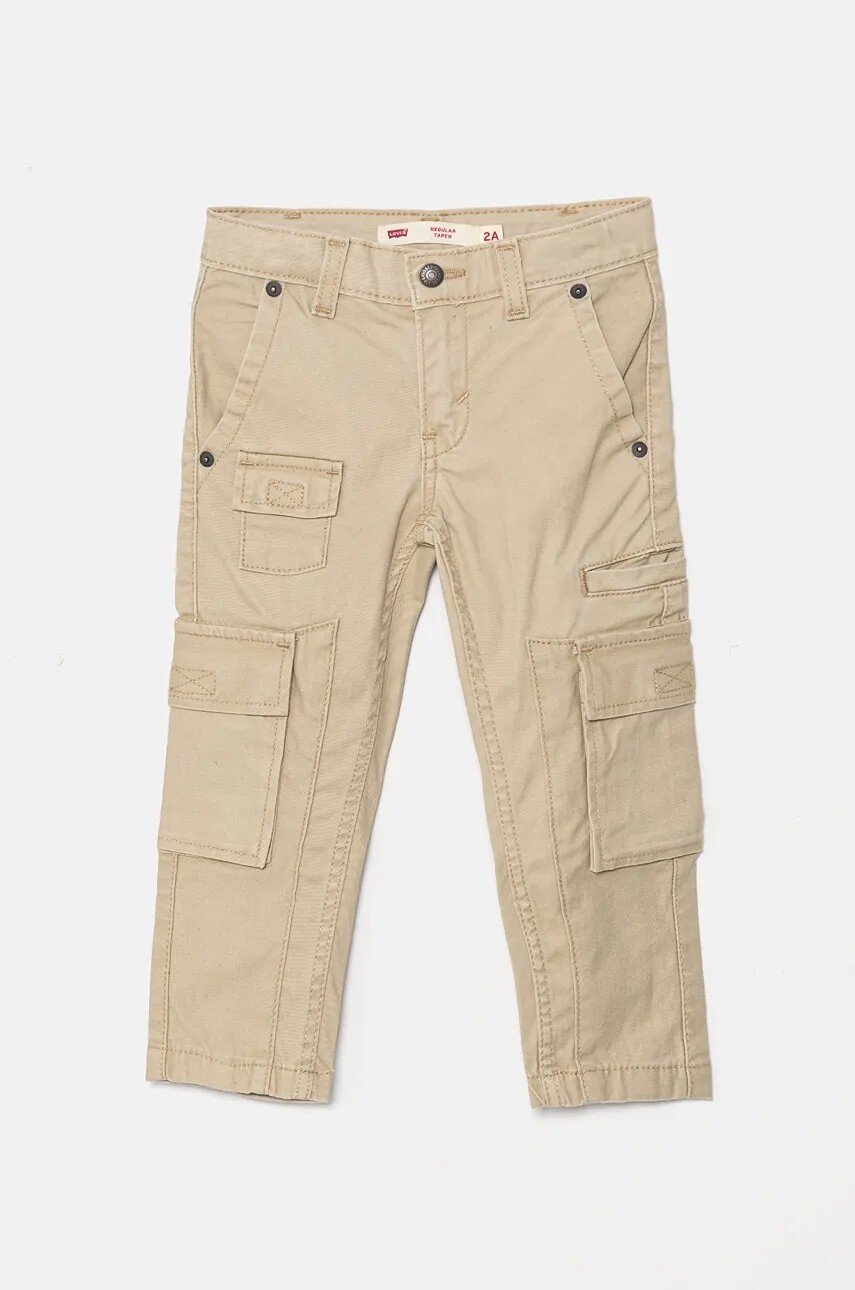 Detské nohavice Levi's REGULAR TAPER CARGO béžová farba, jednofarebné, 8EL222