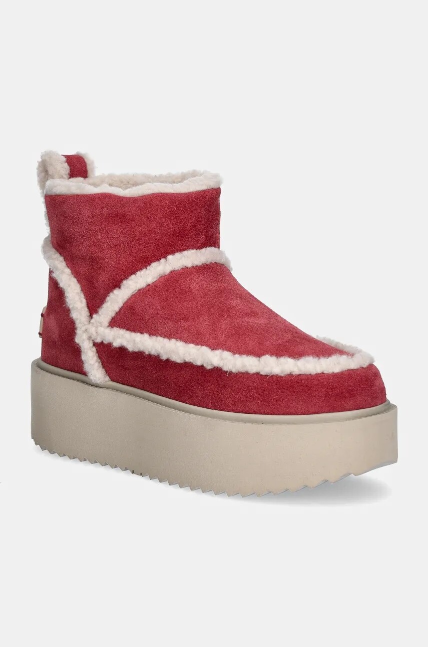 Semišové snehule Inuikii Inuikii X Coccinelle Classic Low Shearling ružová farba, 75204-150