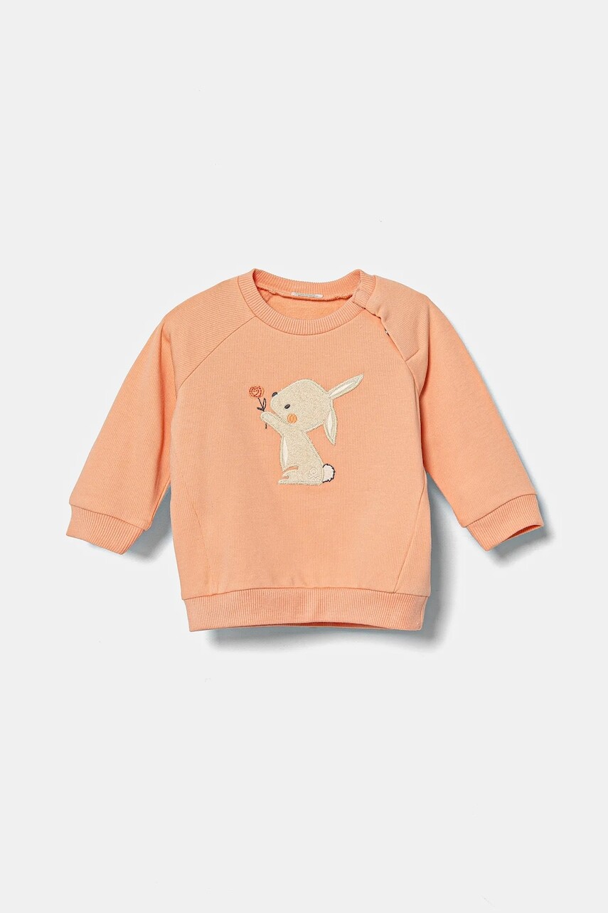 Detská mikina United Colors of Benetton oranžová farba, s nášivkou, 36MJA105G