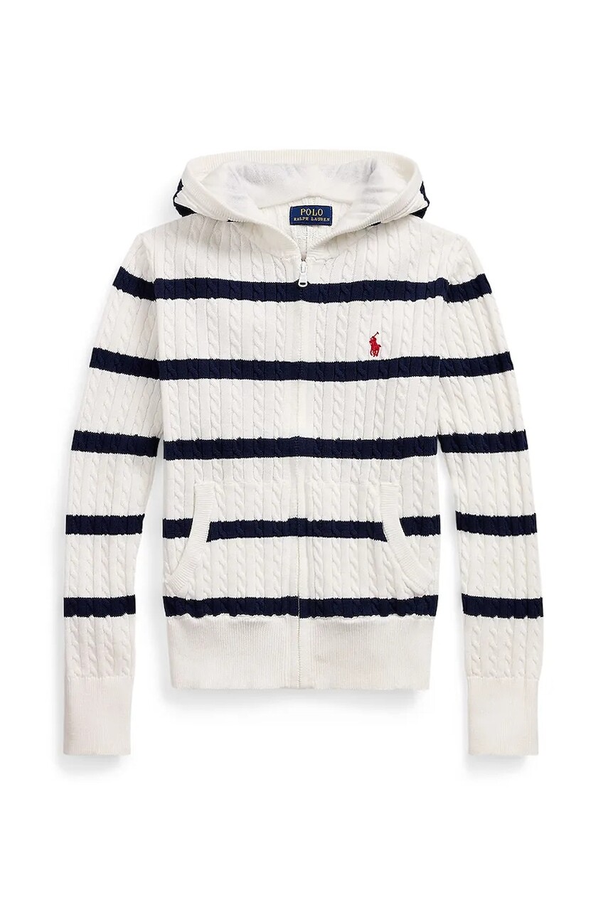 Detský bavlnený kardigan Polo Ralph Lauren biela farba, 313956836001