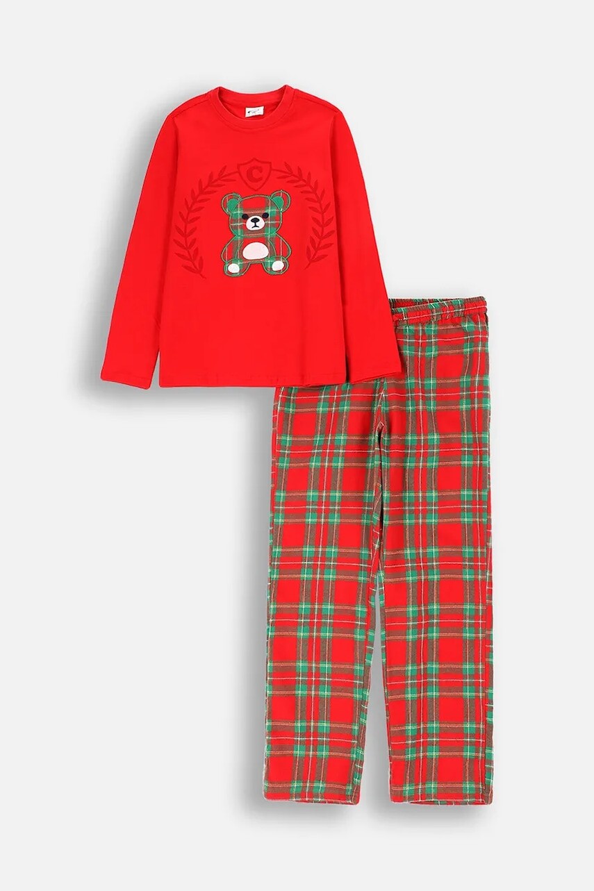 Detské bavlnené pyžamo Coccodrillo červená farba, s potlačou, PYJAMAS