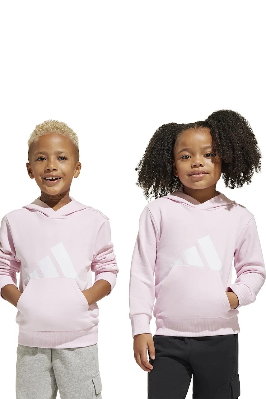 Detská mikina adidas ružová farba, s kapucňou, s potlačou, JC9722