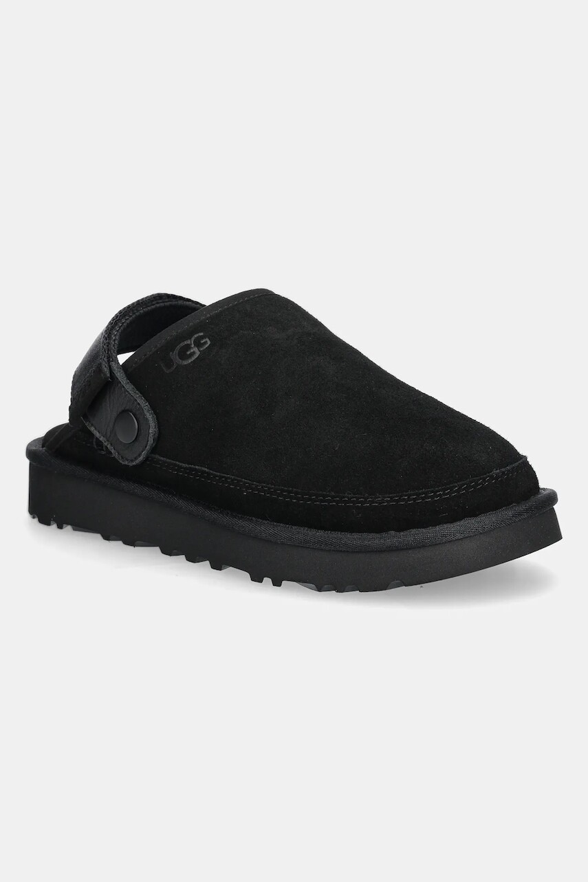 Semišové šľapky UGG Goldencoast Clog II pánske, čierna farba, 1166915-BLK