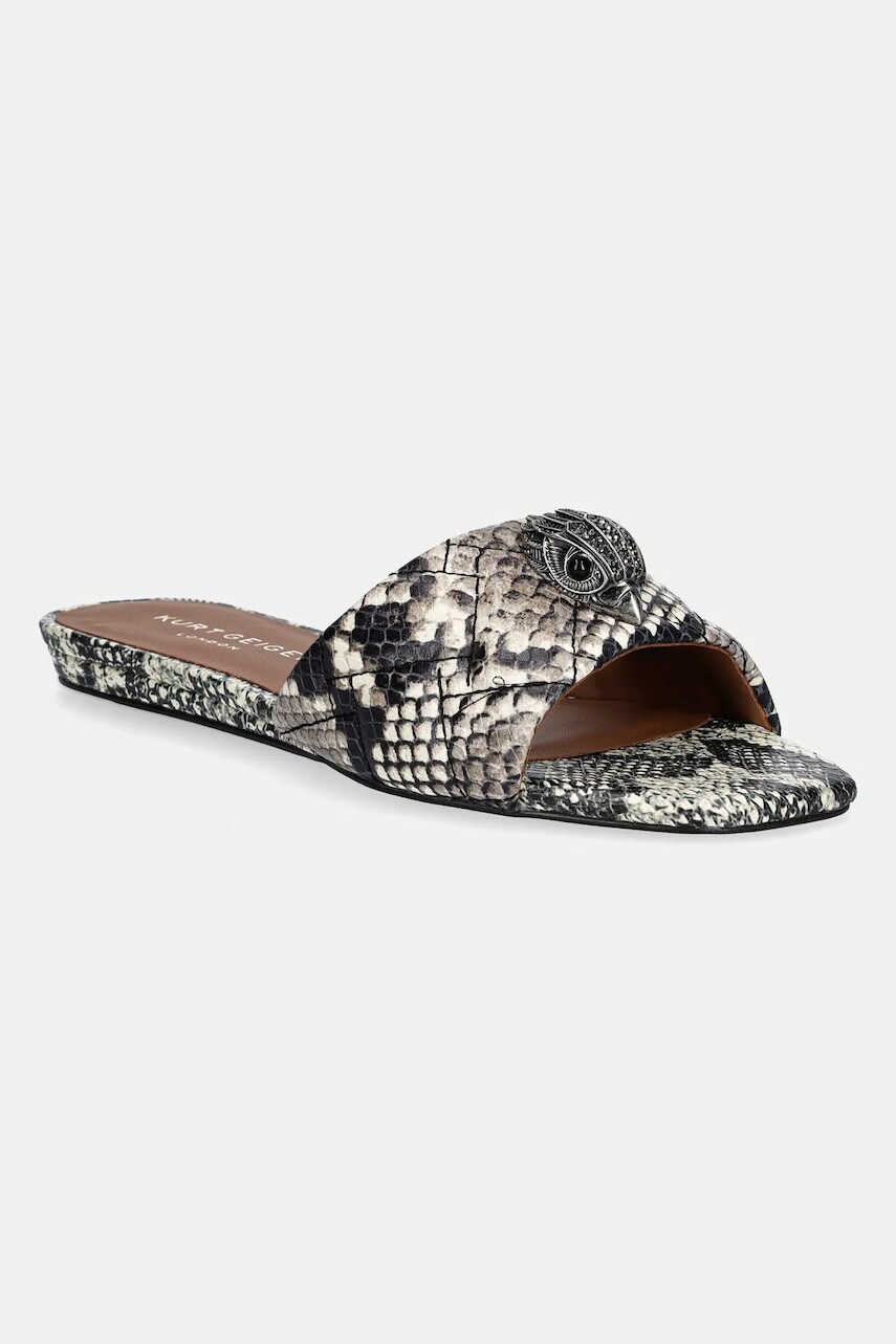 Kožené šľapky Kurt Geiger London Kensington Flat Sandal dámske, béžová farba, 8496139719