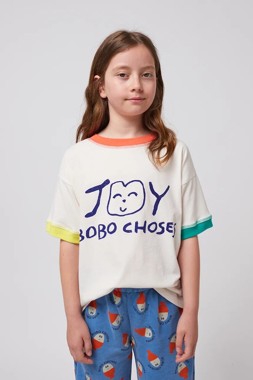 Detské bavlnené tričko Bobo Choses Smiling biela farba, s potlačou, 125AC014