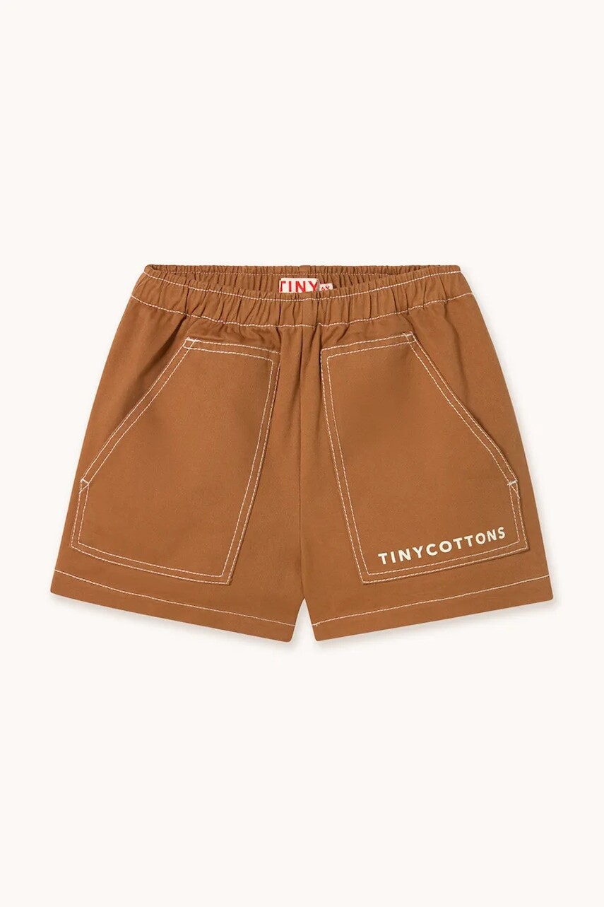 Detské bavlnené šortky Tinycottons SOLID SHORT hnedá farba, jednofarebné, SS25-212