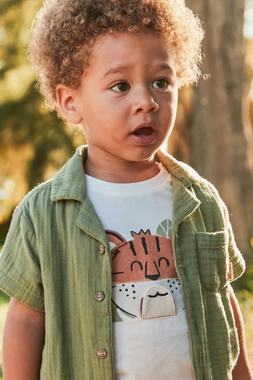 Detské bavlnené tričko Mayoral béžová farba, s potlačou, 1055