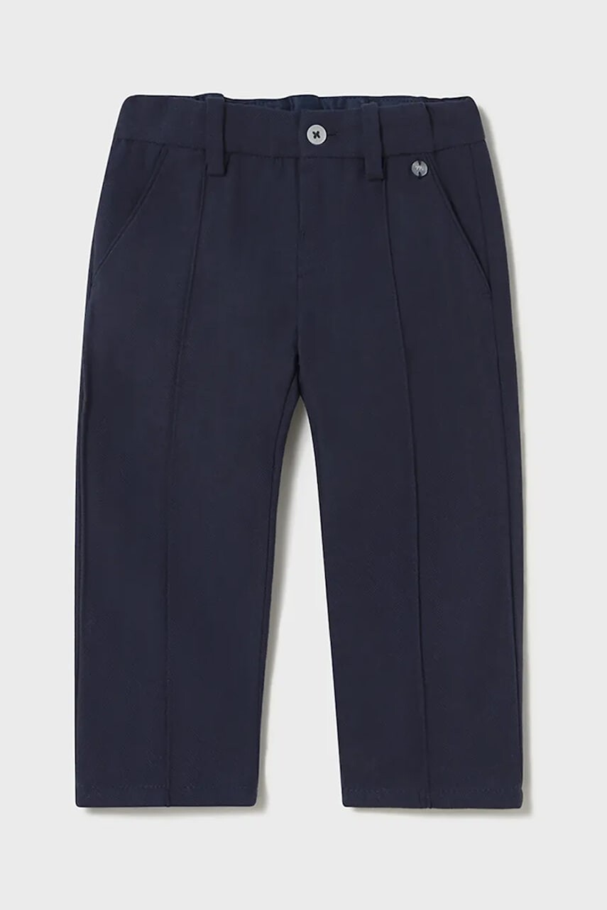 Detské bavlnené nohavičky Mayoral tmavomodrá farba, jednofarebné, 1576