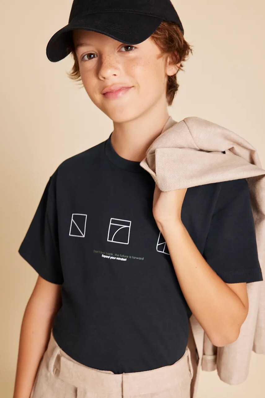 Detské tričko Mayoral čierna farba, s potlačou, 6003