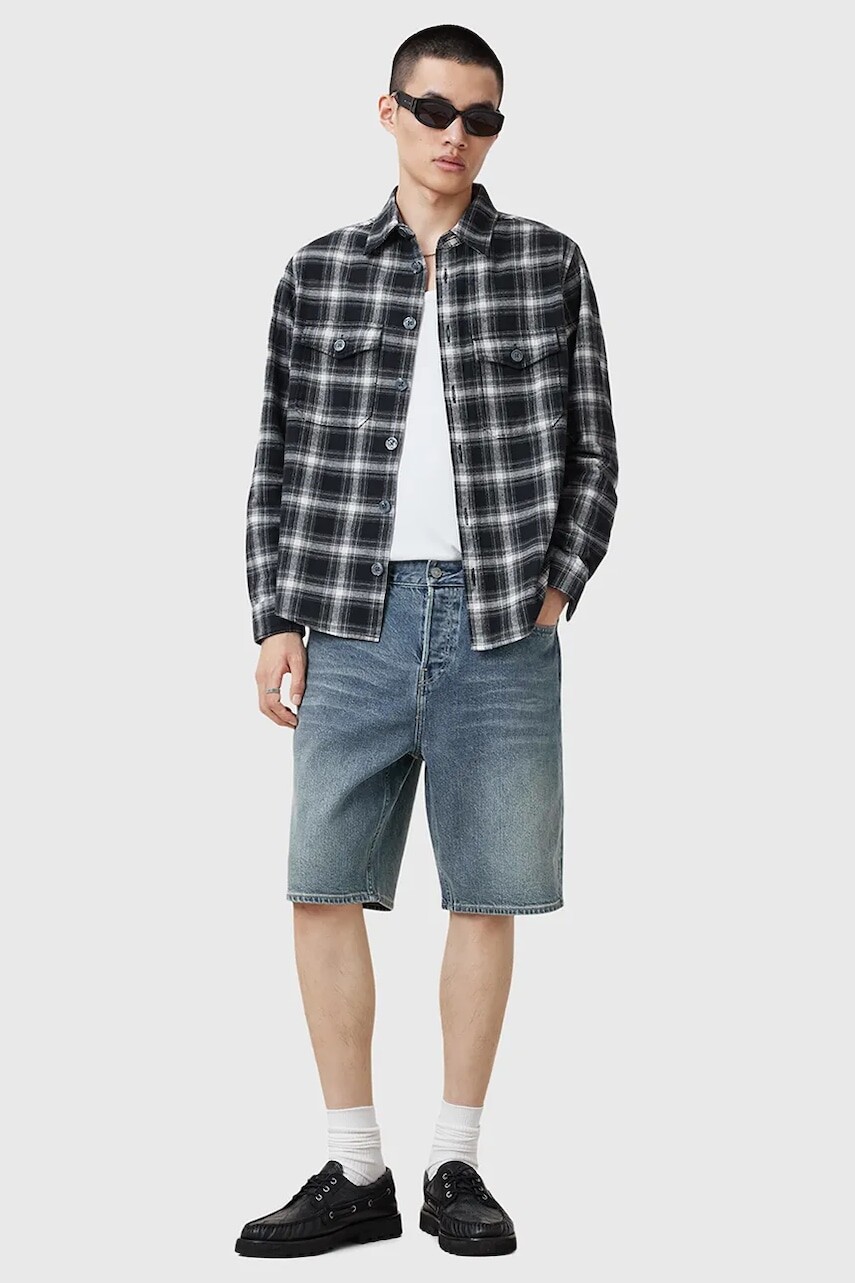 Rifľové krátke nohavice AllSaints SWITCH pánske, M022TC