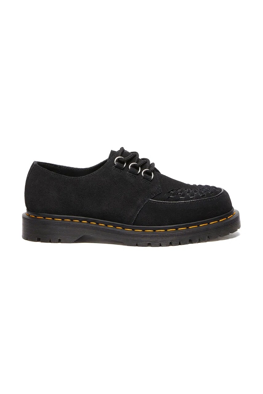 Semišové poltopánky Dr. Martens Ramsey čierna farba, na plochom podpätku, DM40572001