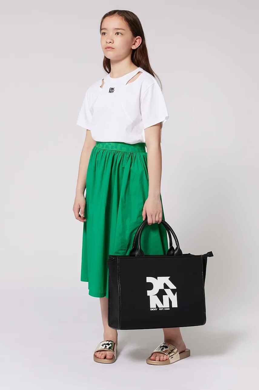 Detské bavlnené tričko Dkny biela farba, D62316