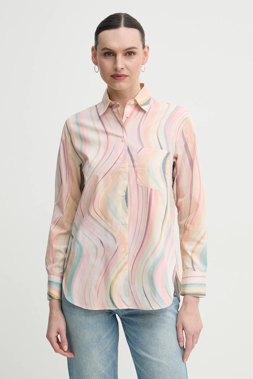 Bavlnená košeľa PS Paul Smith dámska, ružová farba, regular, s klasickým golierom, W2R.331B.P31281
