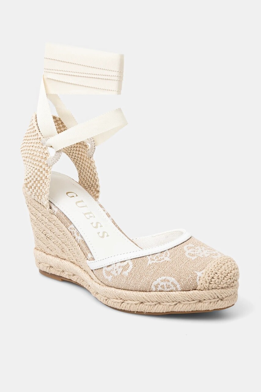 Espadrilky Guess CYRENA béžová farba, na kline, FLJCYR FAB04