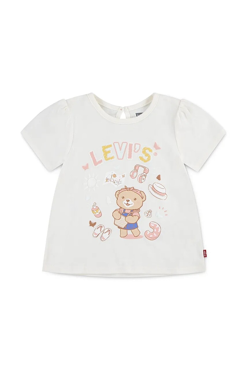 Tričko pre bábätko Levi's LIV SS SMOCKED SLV TEE béžová farba, 1EM401