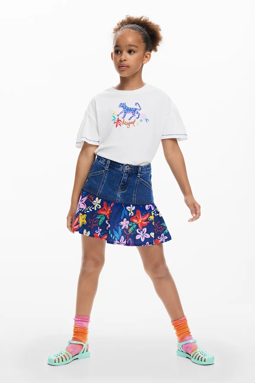 Dievčenská sukňa Desigual mini, áčkový strih, 25SGFD01