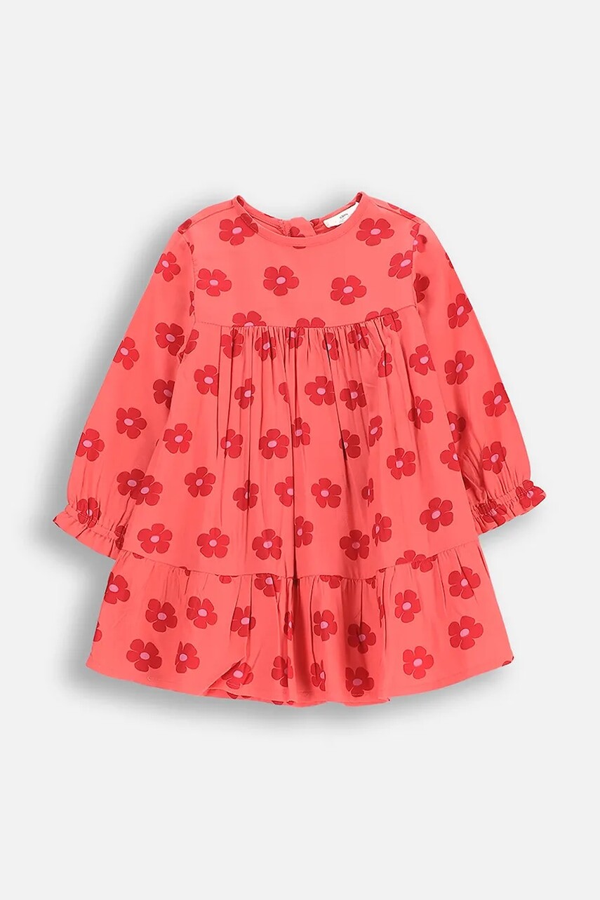 Šaty pre bábätká Coccodrillo oranžová farba, mini, áčkový strih, NOSTALGIC MEADOW GIRL NEWBORN
