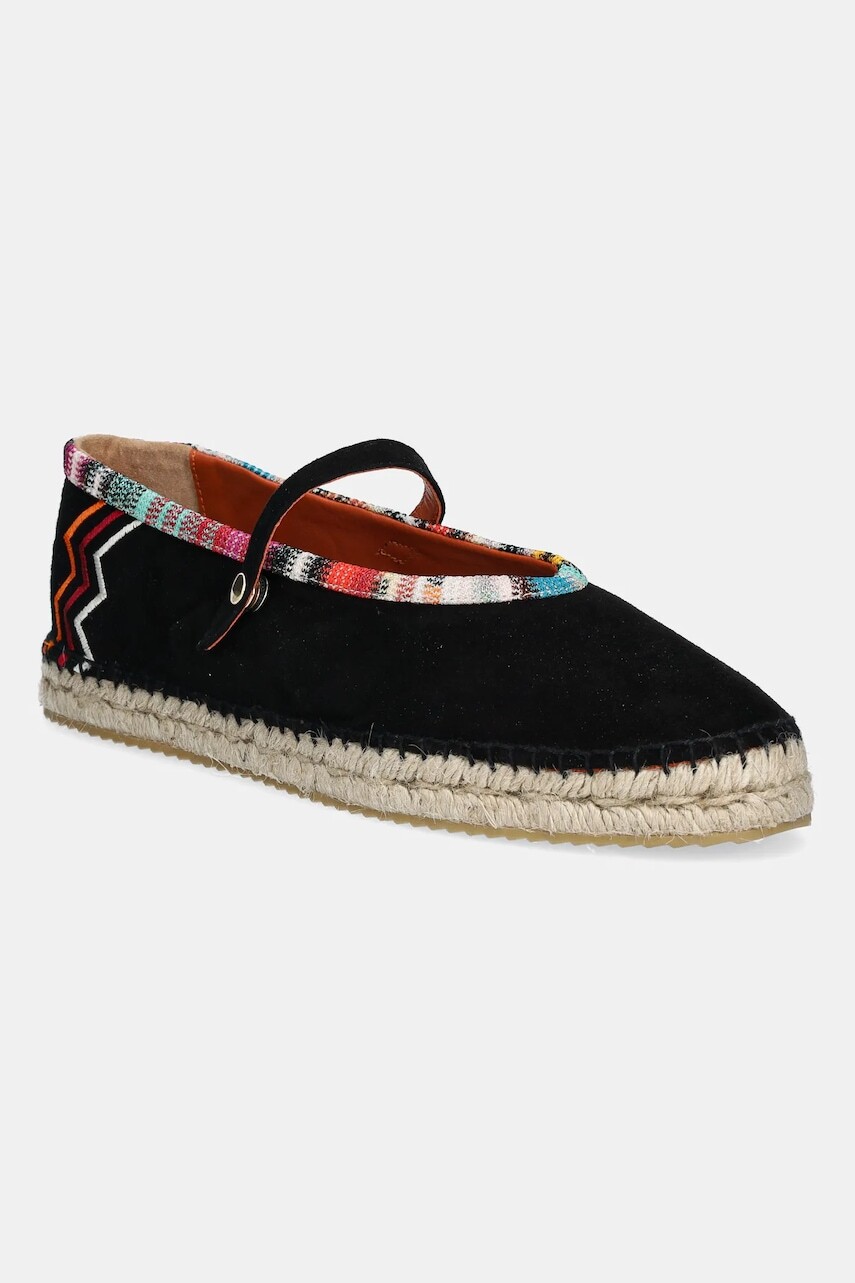Semišové espadrilky Missoni Lola čierna farba, MWB012_001
