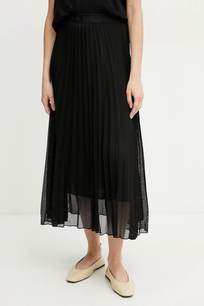 Sukňa Marella ACERBO čierna farba, midi, áčkový strih, 2513101065200