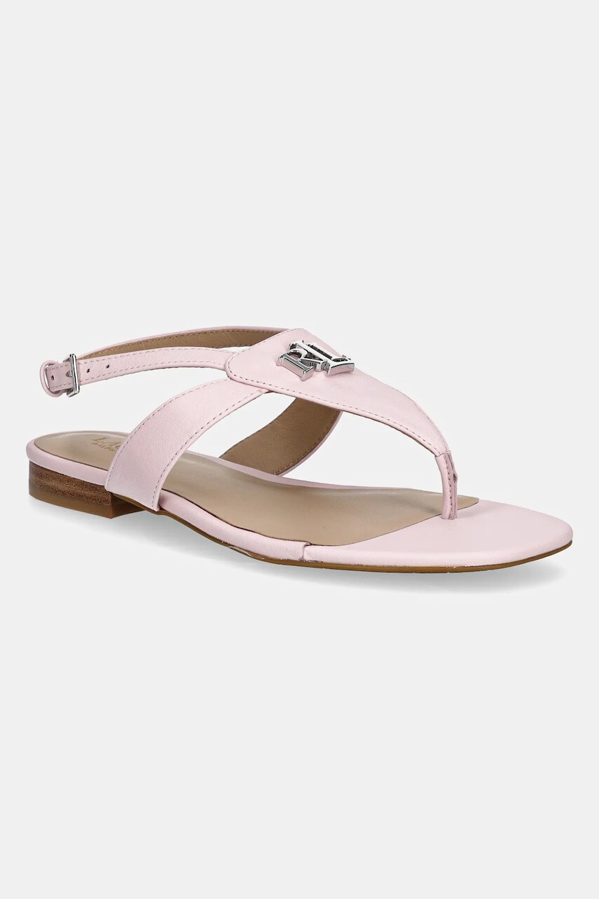 Kožené sandále Lauren Ralph Lauren Everley dámske, ružová farba, 802959146008