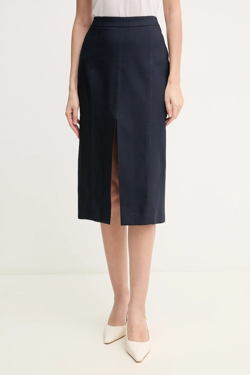 Sukňa Marella NONO tmavomodrá farba, midi, rovný strih, 2513101061200