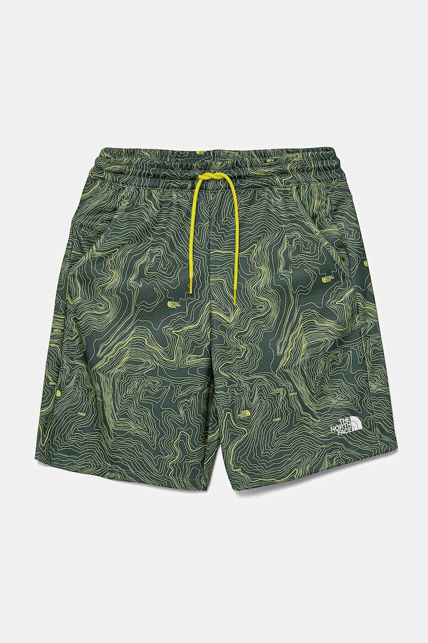 Detské krátke nohavice The North Face NEVER STOP SHORT zelená farba, nastaviteľný pás NF0A86U464T1