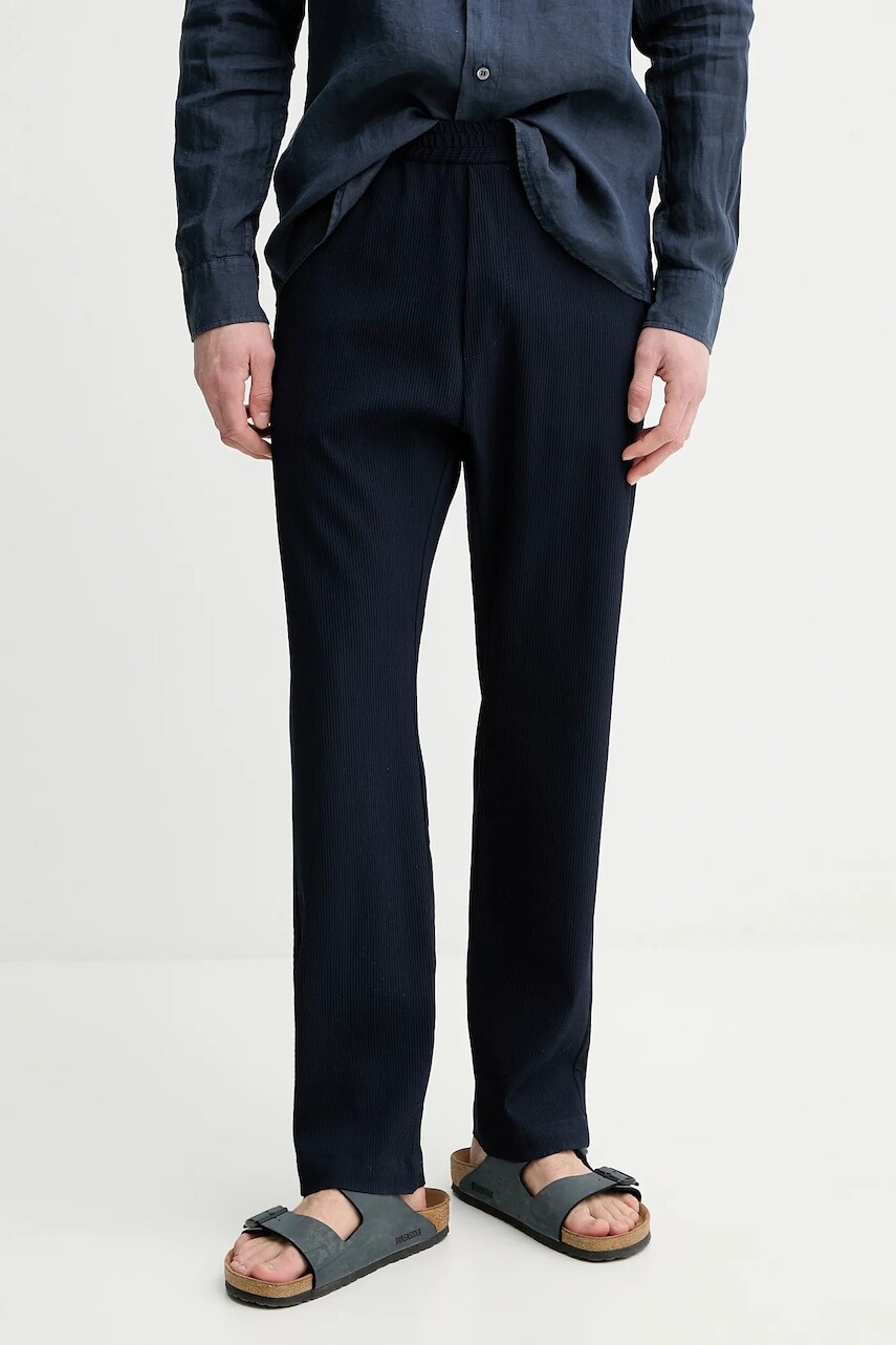 Vlnené nohavice BARENA VENEZIA Camicia Mola pánske, tmavomodrá farba, strih chinos, PAU5082.494