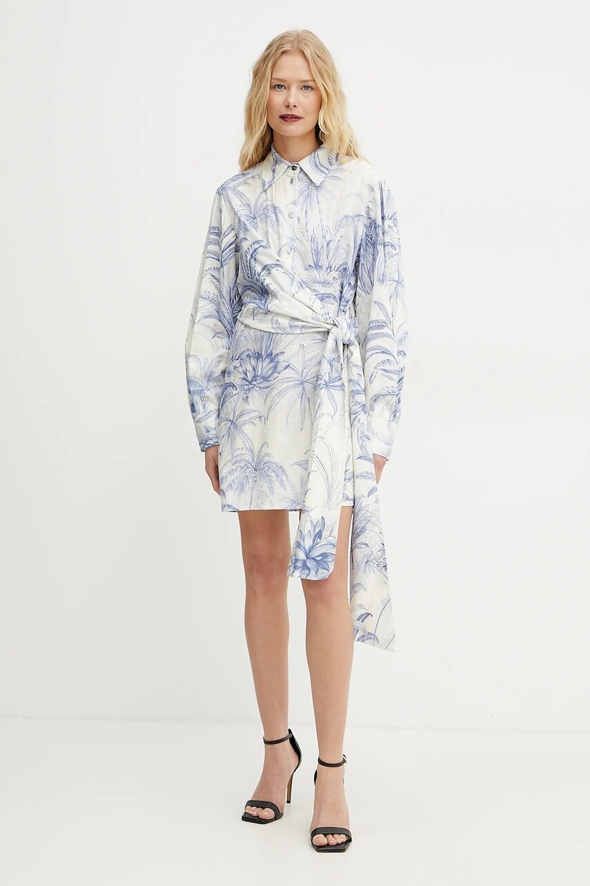 Šaty Marella IDIOMA béžová farba, mini, rovný strih, 2513221131200