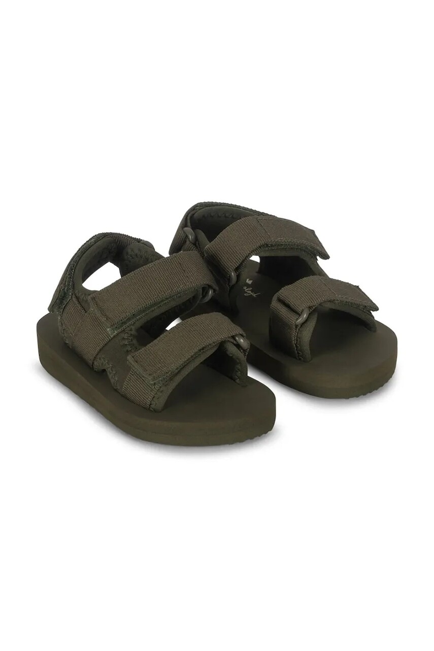 Detské sandále Konges Sløjd SUN SANDAL SOLID zelená farba, KS102558