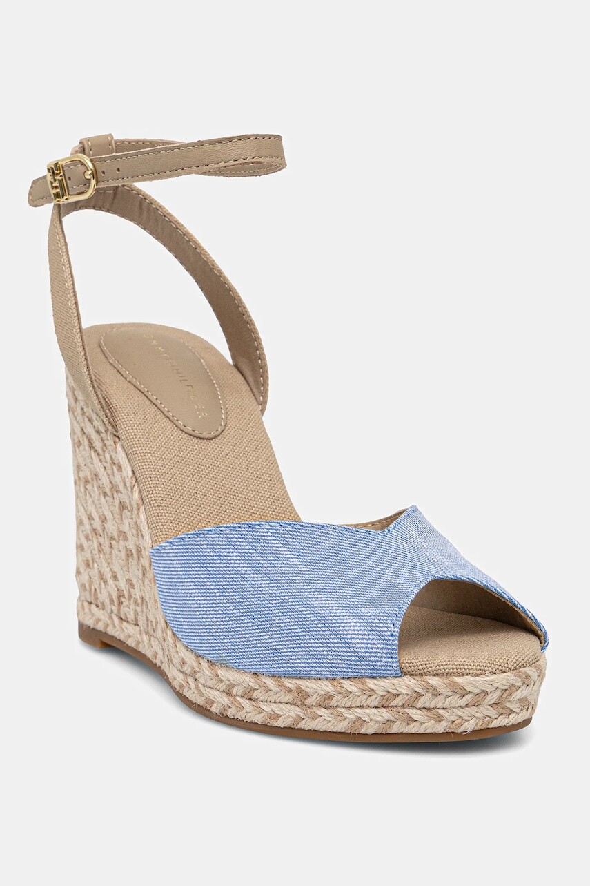 Sandále Tommy Hilfiger CHAMBRAY HIGH WEDGE ESPADRILLE FW0FW08588