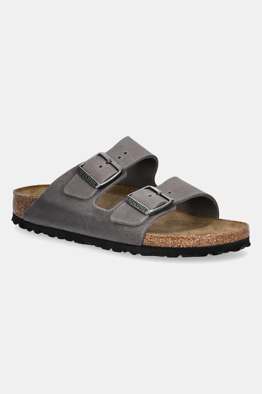Nubukové šľapky Birkenstock Arizona dámske, šedá farba, 1027026