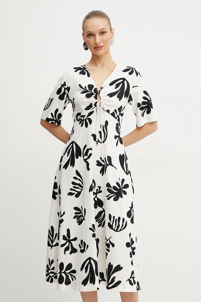 Šaty Marella MOLISE biela farba, midi, áčkový strih, 2513221112200