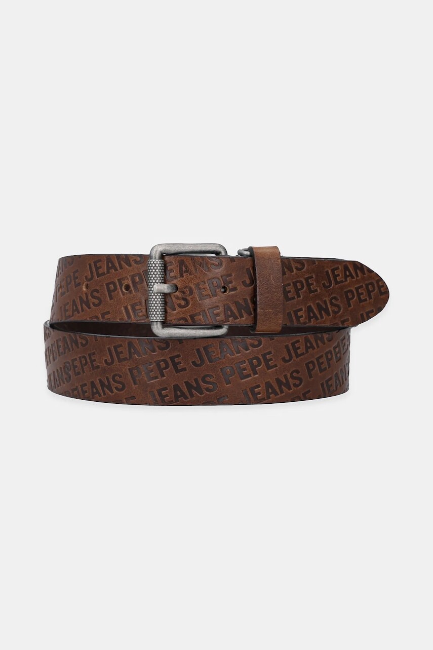 Opasok Pepe Jeans EVAN BELT pánsky, hnedá farba, PM021050