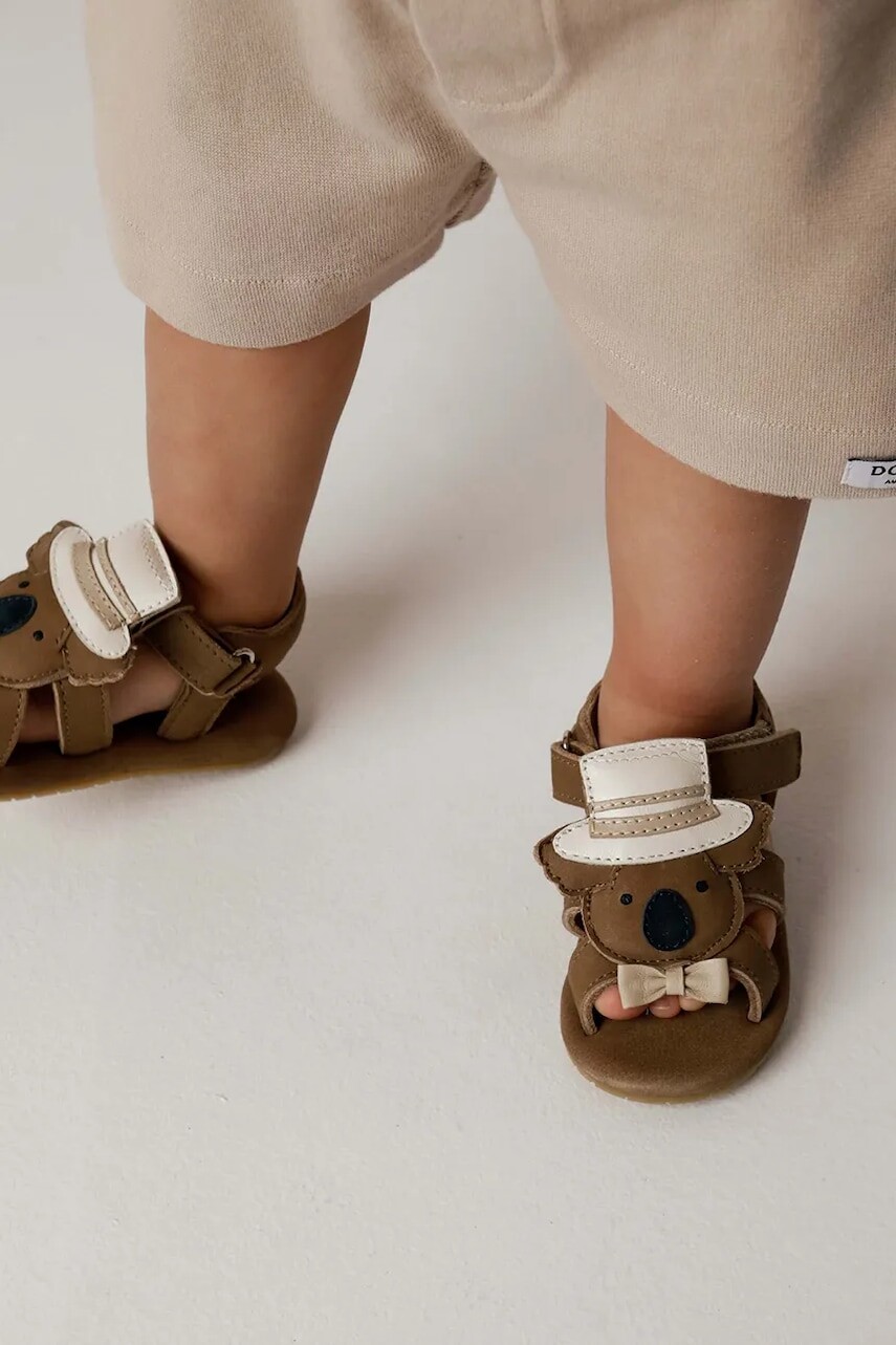 Detské kožené sandále Donsje Stelloux Sandals Groom hnedá farba, 1041302