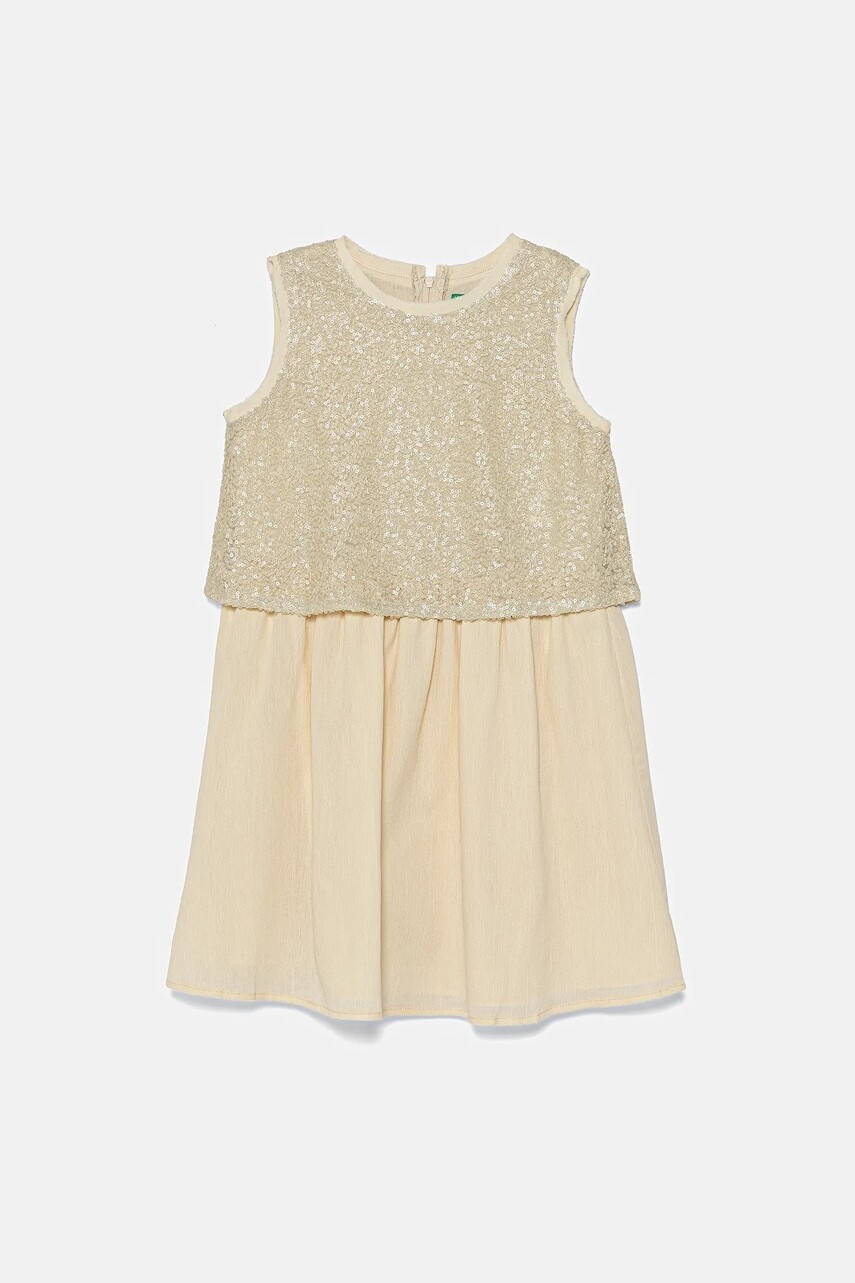 Dievčenské šaty United Colors of Benetton béžová farba, mini, áčkový strih, 4PUECV03D
