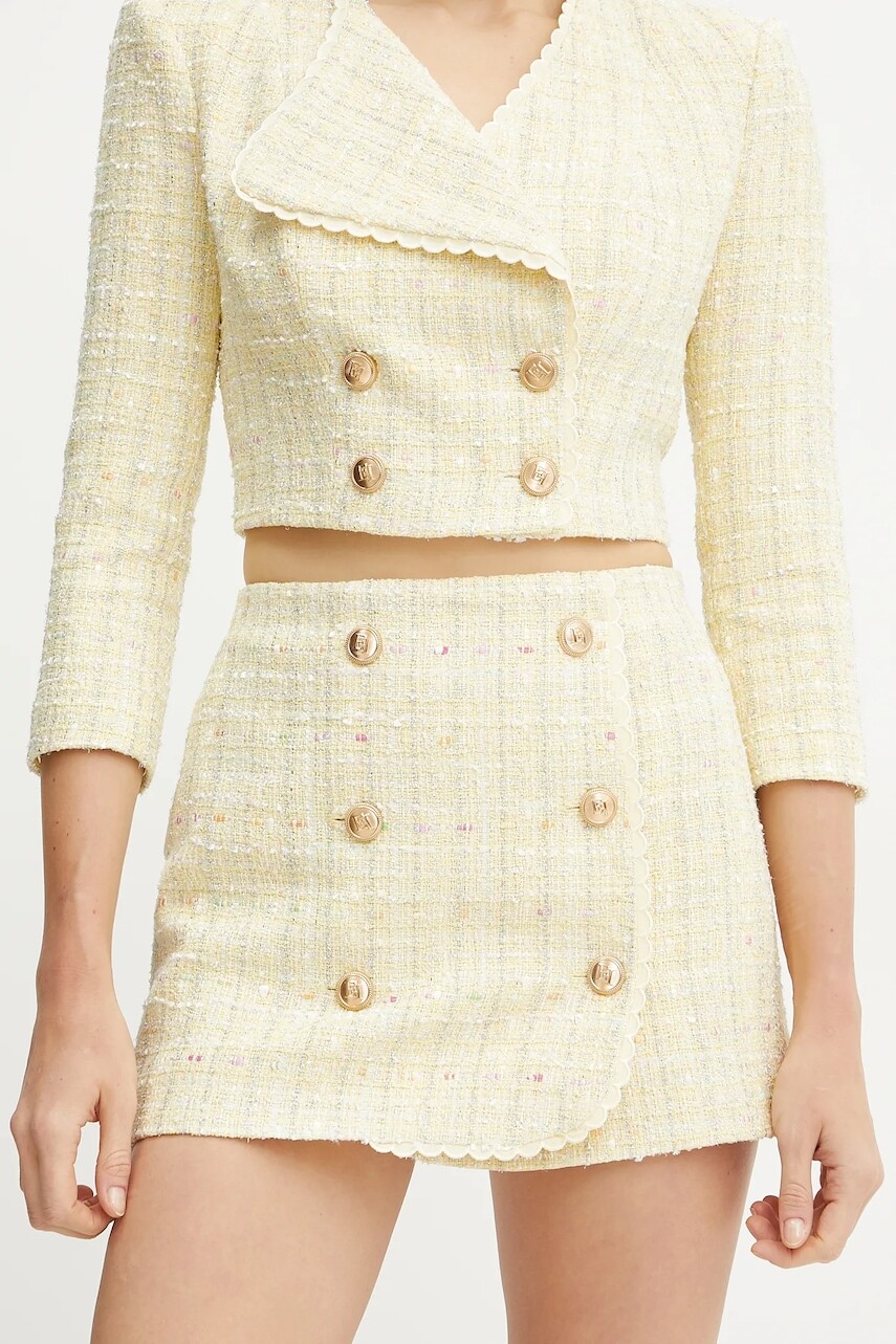 Sukňa Elisabetta Franchi žltá farba, mini, puzdrová, GO11652E2