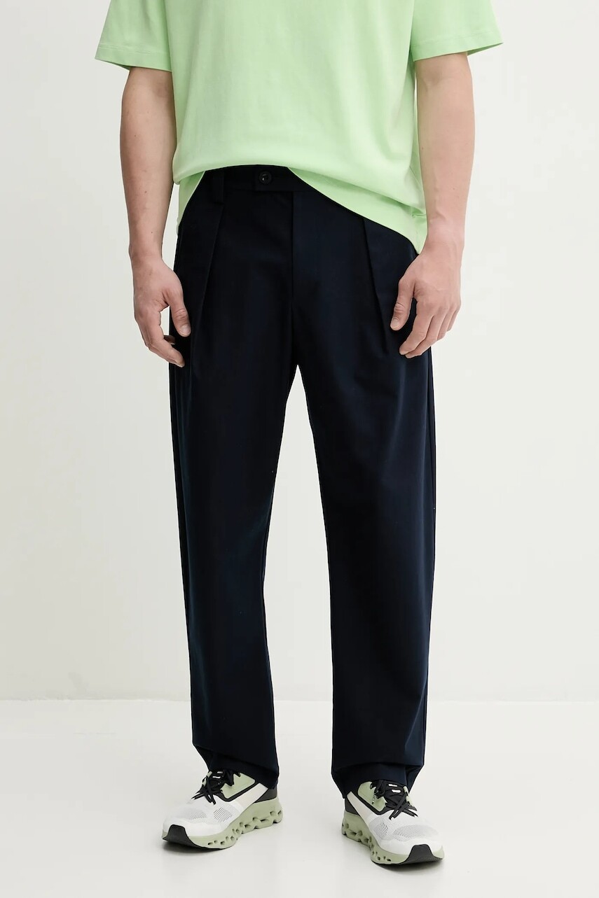 Bavlnené nohavice A.P.C. pantalon renato tmavomodrá farba, strih chinos, COHFU.H08428