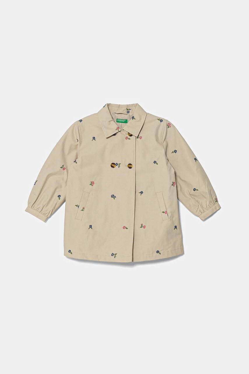 Detský kabát United Colors of Benetton béžová farba, 253WGN03T