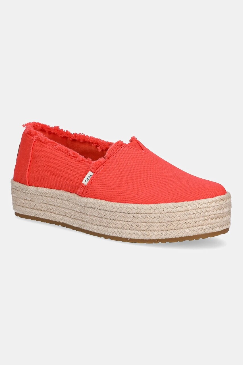 Espadrilky Toms FLAME červená farba, na platforme, 10021919