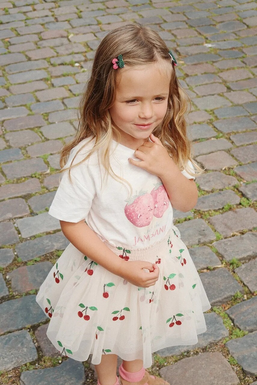 Sukňa Konges Sløjd TULLIE SMOCK SKIRT béžová farba, mini, áčkový strih, KS103186